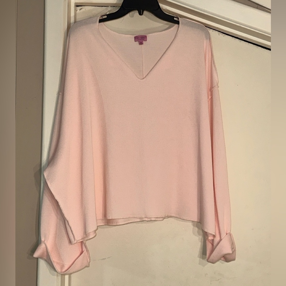 Francesca's Collections Soft Pink V-Neck Blouse